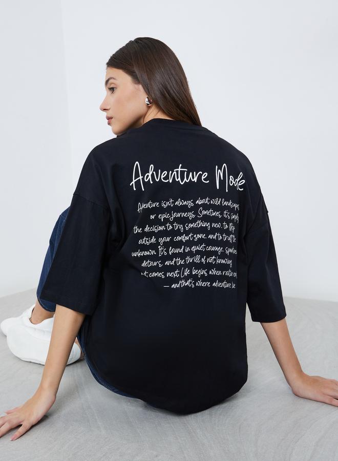 Styli Black Oversized Graphic Print T-Shirt - Image 3